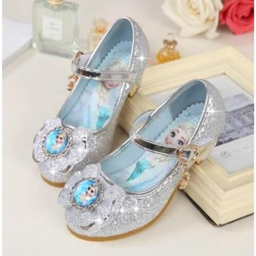 Disney new fashion high quality children girls flat shoes Frozen Aisha princess shoes crystal shoes