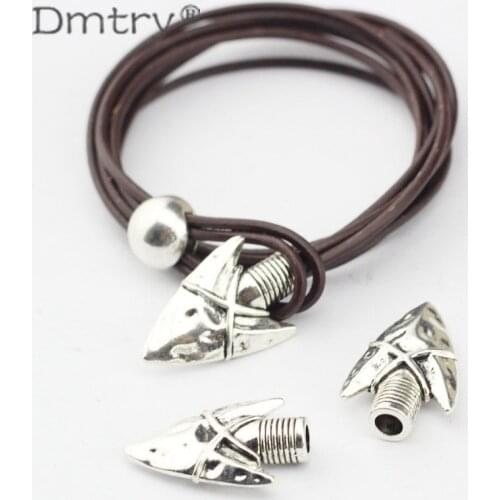 Dmtry 5pcs Wholesale Silver Plated Bracelets Connectors Round Leather Cord Diy Bracelet Necklace Jewelry Findings Accessories
