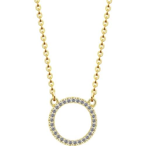 Friendship Jewelry Stainless Steel Chain Dainty Cubic Zirconia Eternity Circle Necklaces Pendants Gold Color Round Bijoux Femme