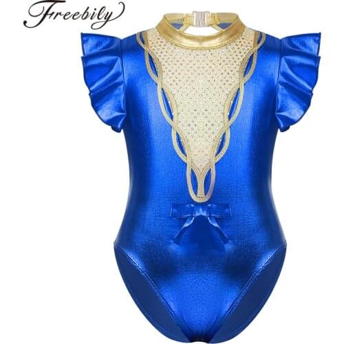Short Flutter Sleeves Leotards Gymnastic Leotards Girls Ballet Costume for Kids Teens&Toddler 4-14Y Dancing Training Biketard