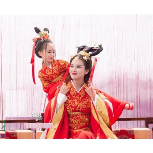 Tian Xian Zi Red Beauty Mother-Daughter Costume Sets Hanfu Thematic Photography Hanfu Little Girl and Mum Parent-Child Hanfu Set
