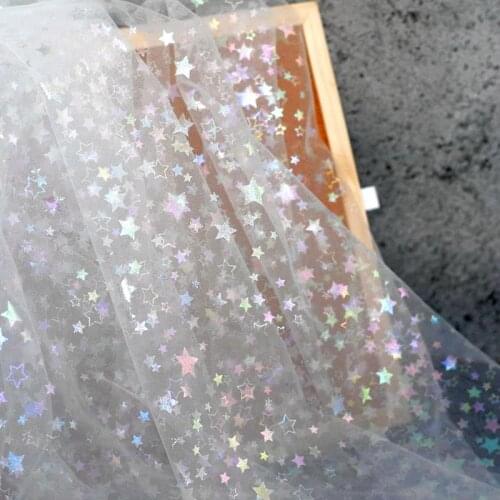 1.5m Wide Star Net Gauze Tulle Mesh Lace Fabric Sequins Curtain Gauze Decoration Handmade Clothing Evening Gowns Lace Dress Mate