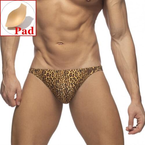 Leopard Bikini Swimwear Push Up Mens Swim Briefs Hot Sexy Gay Swimming Trunks Swimsuit Beach Shorts Penis Pad Desmiit Underwear