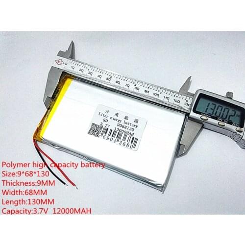 Li-po 1pcs Polymer lithium battery 3.7 V,12000MAH 9068130 can be customized wholesale CE FCC ROHS MSDS quality certification