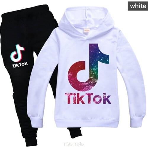 Tik Tok Boys Clothes Fashion Cartoon Boy Suit Set Casual Hot Sale Kids Costume Boy Clothing Set Kids Hoodie + Black Pants