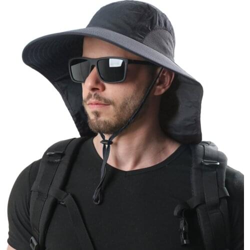 Men Women Fishing Sun Hat UV Protection with Neck Cover Unisex Sunshade Cap Wide Brim for Outdoor Travel Camping Hiking Boating