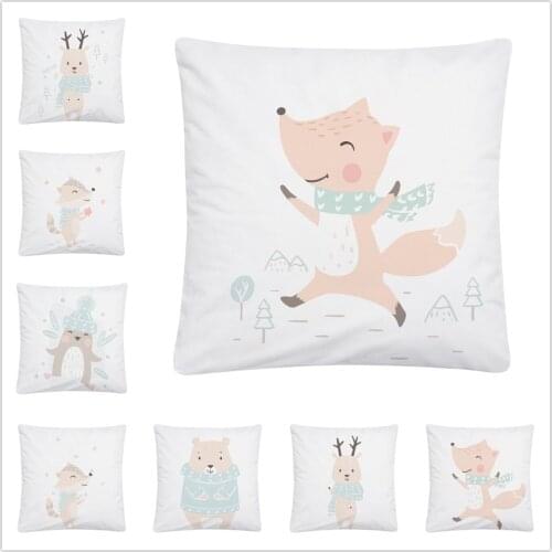 Simplified cute animal cartoon pattern Soft Short Plush Cushion Cover Pillow Case for Home Sofa Car Decor Pillowcase 45X45cm