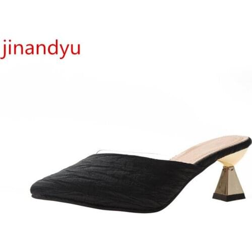 Pointed Mules Shoes Women Heels Outdoor Slippers Female Fashion Black Heels Summer Comfort Mule Heel Scandals for Women Ladies