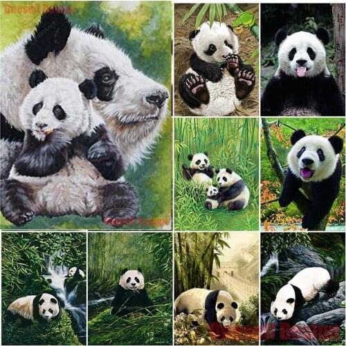 Great 5d diamond cross stitch panda diy diamond painting full square panda animal diy diamond embroidery sale 5d diamond art kit