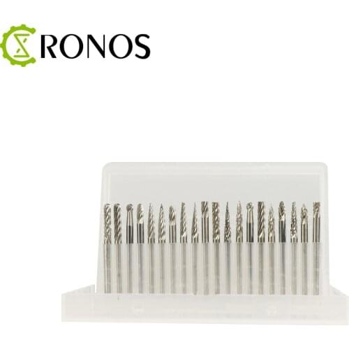 20pcs Carbide Rotary File, Tungsten Steel Metal Grinding Head, Electric Single and Double Pattern Rotary File Kit for Engraver