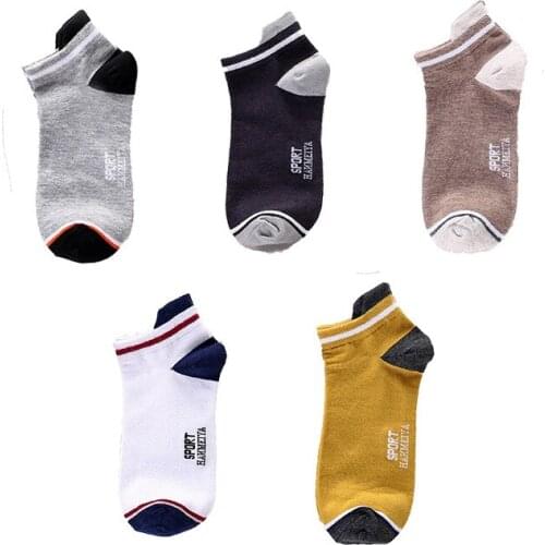 5 pairs / lot = 10 pieces Color Matching Mans Fashion Socks Cotton College Wind Breathable Male Sports Socks