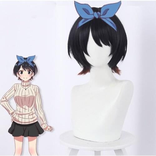 Anime Rent a Girlfriend Sarashina Ruka Cosplay 35cm Wig with Headwear Heat-resistant Fiber Hair Anime cosplay Wig Halloween