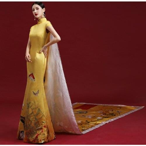 Luxury queen vintage golden mermaid dress long cape beading Renaissance gown royal queen cosplay can customs sizel
