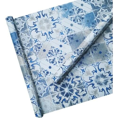 Blue mosaic pattern wallpapers Kitchen Bathroom Waterproof Wall Sticker Home Decor Removable Vinyl PVC Self Adhesive Wallpaper