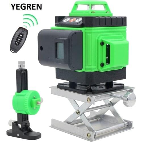 Green Laser Self-Leveling Level Meter 12 Lines or 16 Lines Laser Level Horizontal Vertical Measurement with Lifting Platform