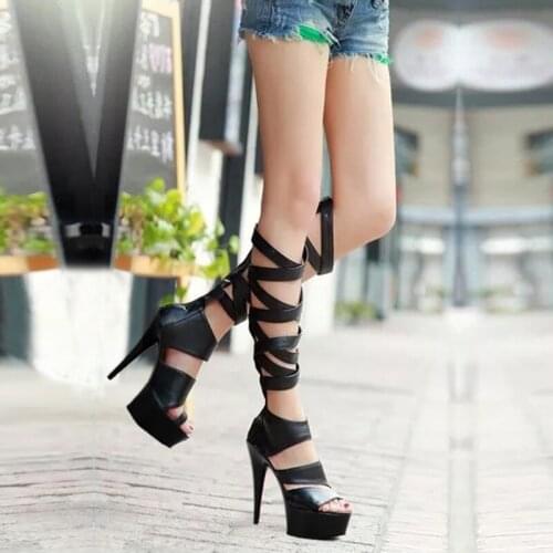 Wonderheel Hot Extreme high heel women pvc appr.15cm stilleto heels with platform knee high boots sexy fetish boots