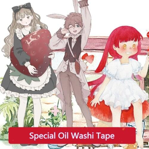 Fairy Girls Cherry Scenery Special Oil Washi Tapes Junk Journal Masking Tape Adhesive Tape DIY Scrapbooking Washi Sticker