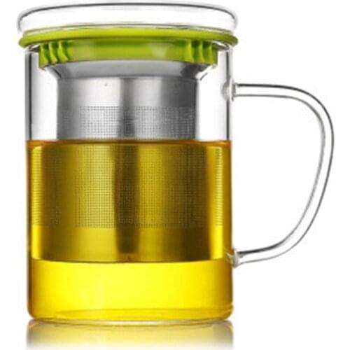 Glass Tea Cup with Lid and Stainless Steel Infuser Basket Perfect Clear Tea Mug