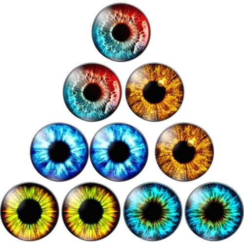 In Pairs Glass Eyes Cabochons Round 8mm-30mm Round Dome Dragon Cat Animals Eye Dolls Diy Jewelry Accessory Mix Pupil Eye Cameo