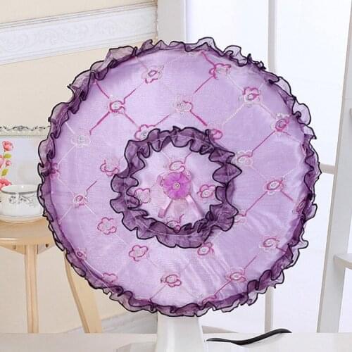 Woven Fabric Child Baby Safety Home Textile Round Stand Electric Fan Dust Cover Purple Dustproof Anti Dust Protection Non