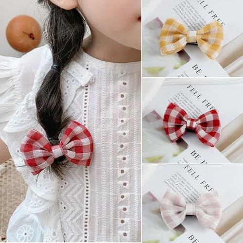 Cute Girls Korean Plaid Bow Hairpin For Kids Women Children Sweet Hair Clip Barrettes Fashion Headwear Hair Accessories Ornament