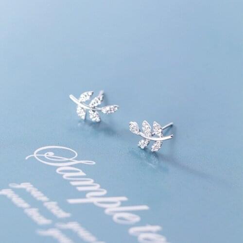 Modian New Autumn Collection Sterling Silver 925 Shiny Clear CZ Tree Leaves Stud Earrings for Women Luxury Wedding Fine Jewelry