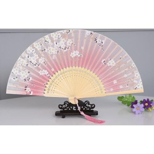 Fan Female Folding Fan Silk 6.5 Inch Japanese Silk Hanfu Gift Small Size Classical Dance Catwalk Chinese Style hand fan