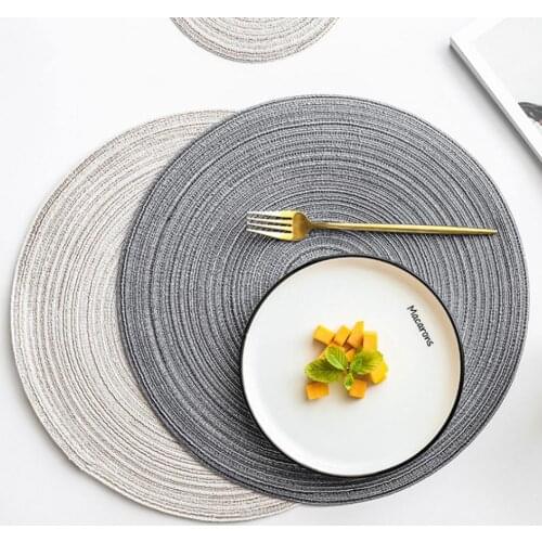 1pc Table Round Placemat Weave PP Dining Napkin Mats Bowl Pad Hotel Cutlery Table Decoration Tray Mat Braided Style Placemat