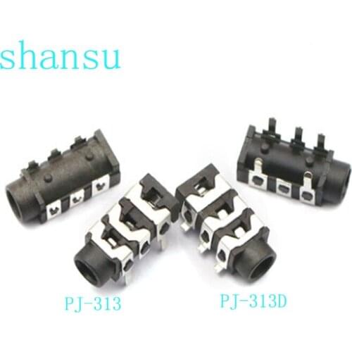 10pcs The power socket PJ-313/PJ-313D Audio socket 3.5MM DIP/SMD PJ313/PJ313D Headphone socket