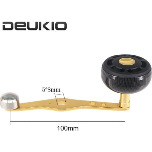 100MM Fishing Reel Rocker with Carbon Fiber Knob Baitcasting Spinning Wheel Handle with Weight Fishing Reel Replacement Parts