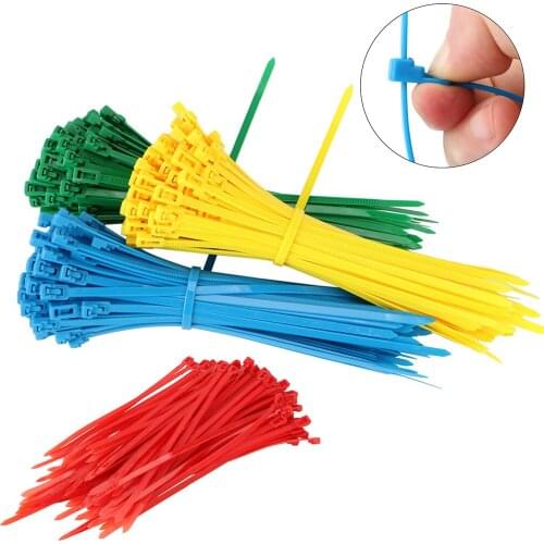 100pcs/Set 200mm Nylon Zip Bundle Ties Loop Wrap Ties Electrical Equipment Releasable Cable Ties Reusable