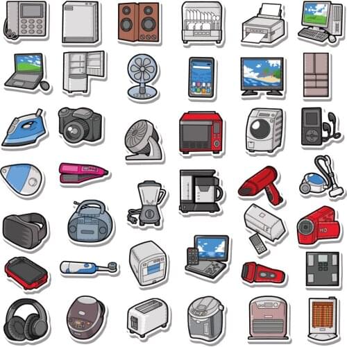 40pcs Household appliances cartoon stickers mobile computer hand account material kindergarten learning knowledge stickers