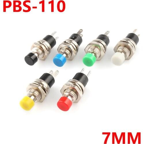 6PCS,Mini Round Momentary Push Button Switch Press The Self-Reset,PBS-110,7MM,Micro Switchs,Normally Open,Normally Closed,1NO1NC