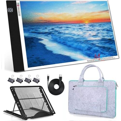 5D Diamond Painting Accessories A4 Led Light Tabelt Pad With Holder Canvas HandBag Easy to Carry Diy Embroidery Mosaic Tools