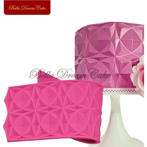 Diamond Geometric Origami Silicone Mold Chocolate Buttercream Lace Mat Fondant Cake Border Moulds Cake Decorating Tools Bakeware