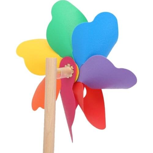 Wood Windmill Wind Spinner Pinwheels Home Garden Yard Decoration Kids Toys New BX0D