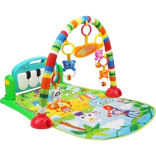 Baby Gym Mat Play Piano Rack Newborn Music Fitness Rattle Toy Play Crawling Mat Early Educational Toy for 0~18 Months Old Babies