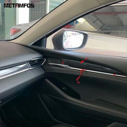 For Mazda 6 M6 Atenza 2019 2020 2021 Carbon Fiber Inner Door Armrest Strip Molding Trim Sticker Interior Accessories Car Styling