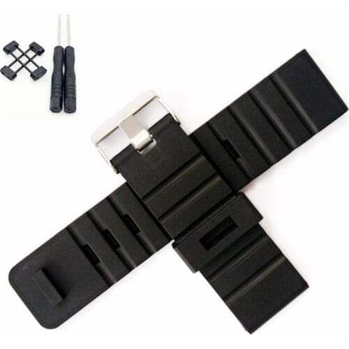 For Suunto Core 24mm Black Silicone Rubber Strap Watch Band With Watches Buckle Belt + Adapters + Tools