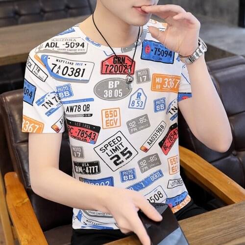 Casual T-shirts Mes Summer Cotton Tops Tees Print Men Loose O-Neck T Shirt Homme Fashion Short Sleeve Plus Size M-3XL Clothing