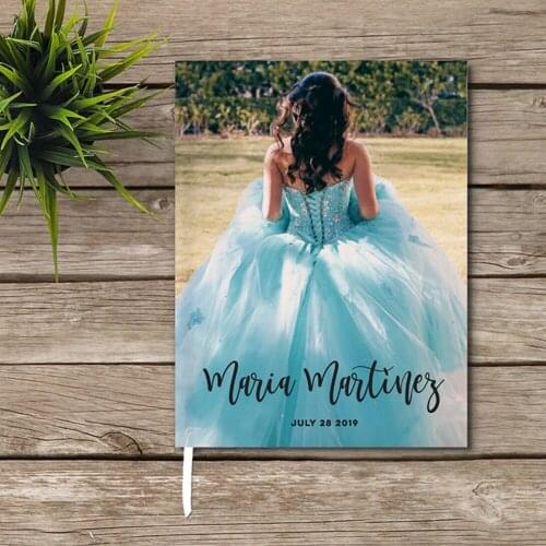 Personalised Modern Quinceanera Guest book, Quinceanera Journal, Keepsake Book Quinceanera Guestbook, cutom Photo Guest Book
