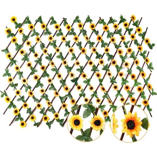 Artificial Flowers Leaves Telescopic Fence Balcony Fence Privacy Screen Garden Home Wall Decor Wedding Backgroud Garden Fence