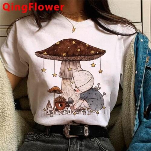 Kawaii Mushroom Harajuku T-Shirts Women Cute Anime Aesthetic Grunge T Shirt Funny Cartoon 90s Tshirt Graphic Top Tees Female