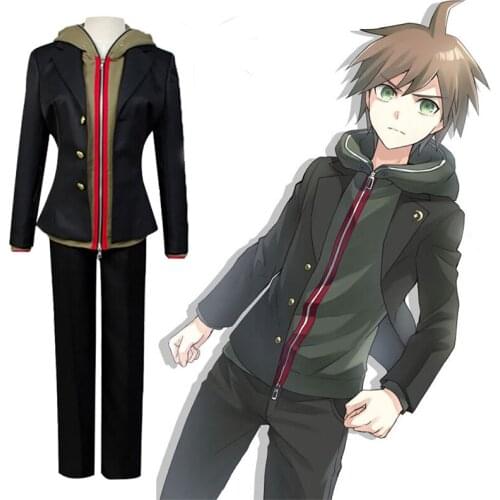 Cosplay Costume Danganronpa Coat+ Pant Full Set For Adult Men Women Anime Dangan Ronpa 2 Makoto Naegi Halloween Costume C138M3