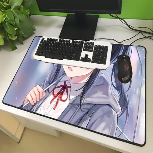 XGZ Laptop Large Size Mouse Pad Lock Cartoon Long Hair Girl Cute Pure PC Mat Rainy Day Natural Rubber Universal Slip Type