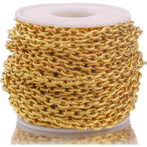 1 Meter Gold Width 5mm Stainless Steel Twist O-chain Bulk Textured Chunky Chains for Punk Rock DIY Jewelry Making Wholesale