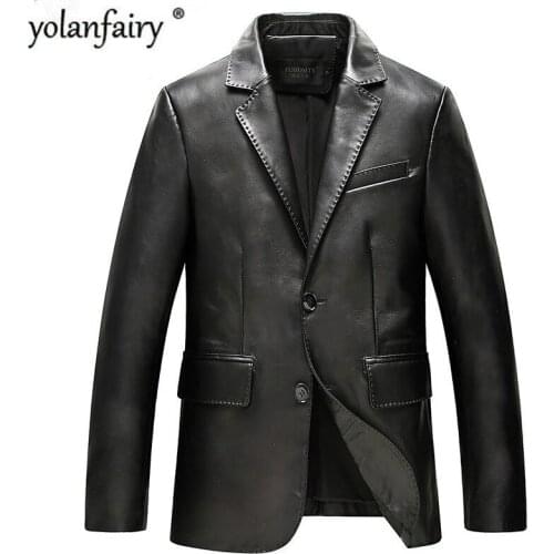 YOLANFAIRY Genuine Leather Jacket Real Sheepskin Leather Coat Spring Autumn Plus Size Coats Casaca De Cuero Genuino WZM803 MF037