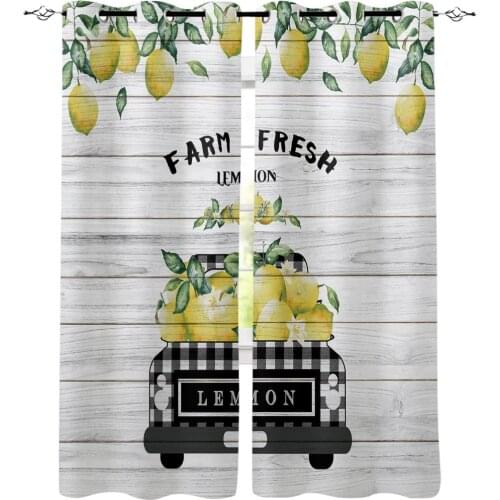 Lemon Truck Wooden Board Texture Bedroom Kitchen Window Curtains Curtains For Living Room Decorative Items