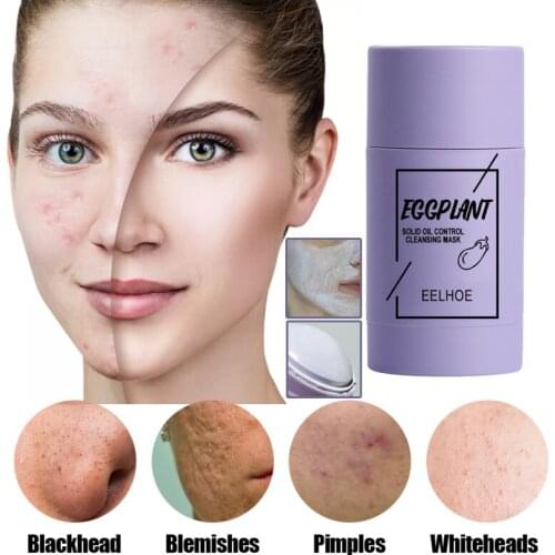 40g Green Tea Cleansing Solid Mask Purifying Clay Stick Mask Oil Control Anti-Acne Eggplant Whitening Beauty Face Skin Care TSLM