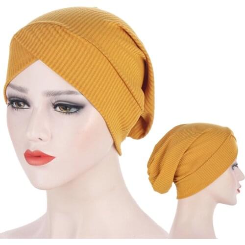 Muslim Inner Hijabs Ribbed Cotton Under Hijab Caps Women Headscarf Bonnet Islamic Head Wraps Islamic Headwear Clothing